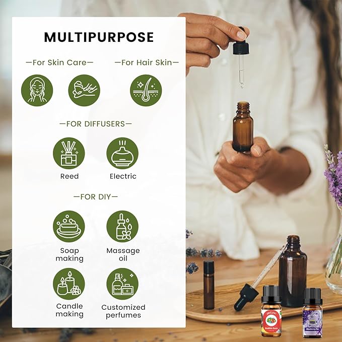 yethious Bubble Gum Essential Oil for Diffuser Blueberry Pie Bubble Gum Essential Oil Set Bubble Gum Oil 100% Pure Aromatherapy Oils - 2pcs X 10ml - Bloomnest