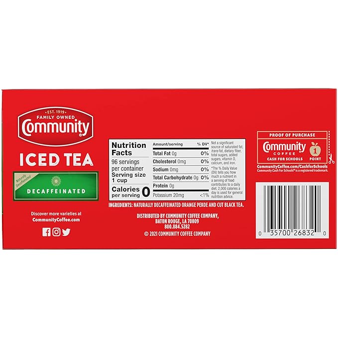 Community Coffee Decaf Tea, 24 Family Size Tea Bags (Pack of 1) - Bloomnest
