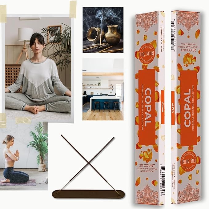Copal Incense Sticks - Total 120 Insence-Sticks - 6 Packs of 20 Insense - Inciensos - Inscents - Natural Non Toxic Ingredients - Incents - Incence - Inscense - Insents TRUMIRI