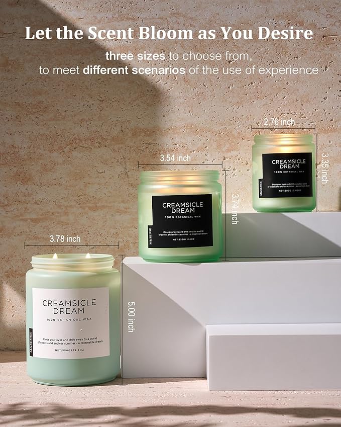 M&SENSE Orange Creamsicle Scented Candle, 19.4oz 110 Hours Slow Burning Non Toxic Natural Soy Wax 2 Wick Candle for Home Scented, Long Lasting Home Fragrance Gifts for Housewarming & Anniversry - Bloomnest