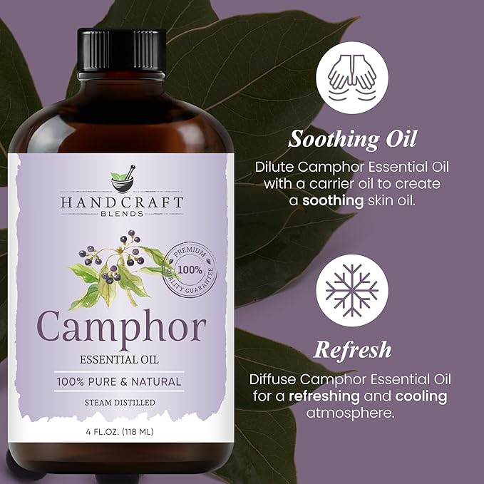 Handcraft Blends Camphor Essential Oil – Huge 4 Fl Oz – 100% Pure and Natural – Premium Grade Essential Oil for Diffuser and Aromatherapy, Skin, Massage, Candle and Soap Making Fragrance - Bloomnest