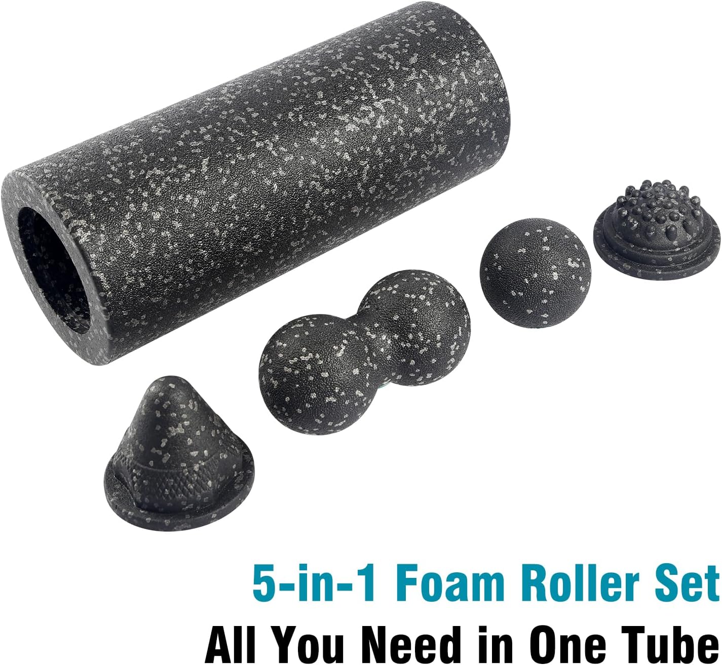 5-in-1 Foam Roller Set for Muscle Recovery – Includes Yoga Roller, Massage Ball, Peanut Ball, Cone, and Acupressure Disc – for Back, Legs, and Full Body Relief