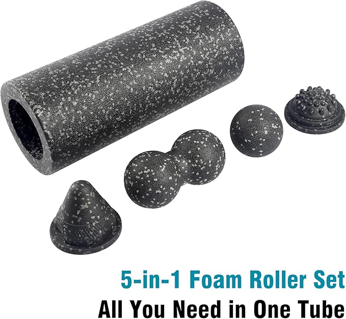 5-in-1 Foam Roller Set for Muscle Recovery – Includes Yoga Roller, Massage Ball, Peanut Ball, Cone, and Acupressure Disc – for Back, Legs, and Full Body Relief - Bloomnest