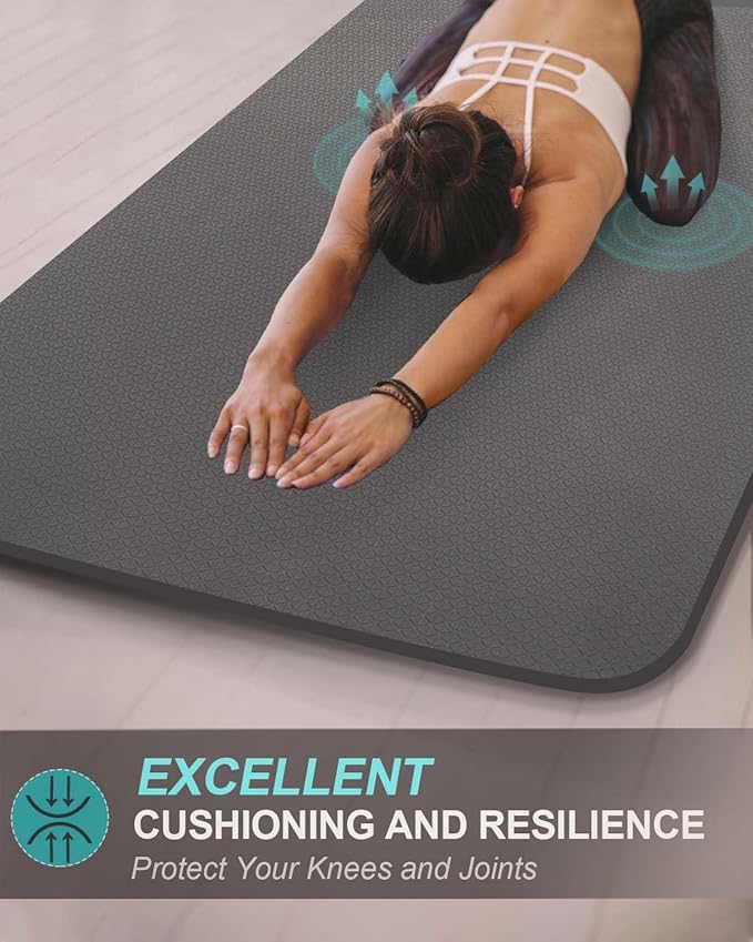 Extra Long & Wide Thick Yoga Mat for Tall Men & Women, 84'' x 32'' x 7mm Oversized Yoga Mat Double-Sided Non Slip, Pro TPE Yoga Mats with Strap - Bloomnest