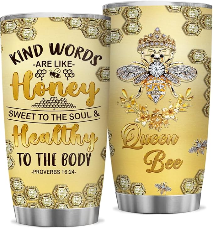 winorax Bee Tumbler Gifts For Women Girls Queen Bees Tumblers Jewelry Drawing Style Stainless Steel Tumblers Coffee Travel Mug 20oz Birthday Christmas Presents - Bloomnest
