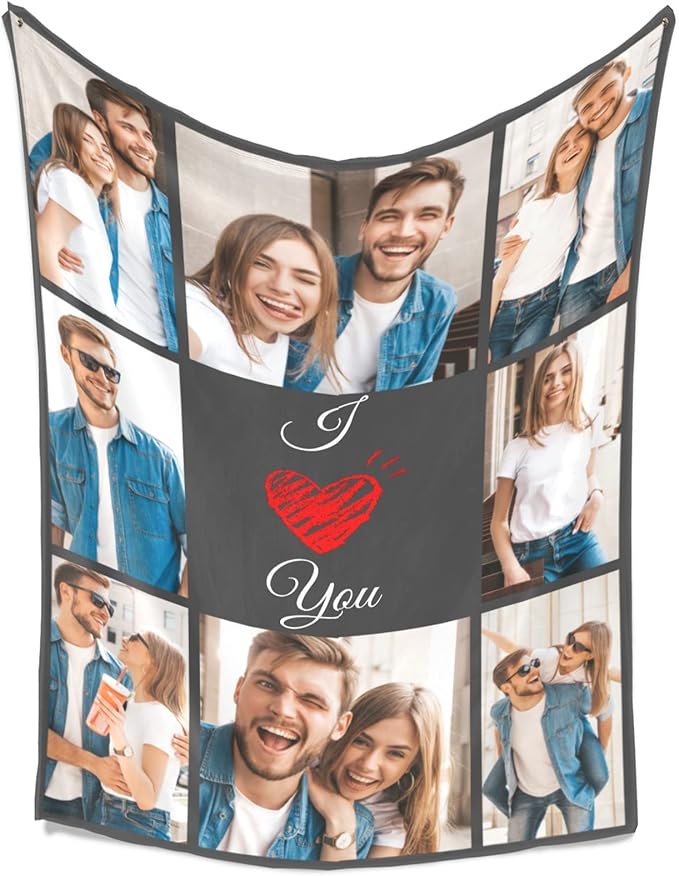 I Love You Gifts for Couple, Personalized Girlfriend, Custom Blanket with Photos, Blankets Pictures, Photo Using My Own Personalised Christmas - Bloomnest