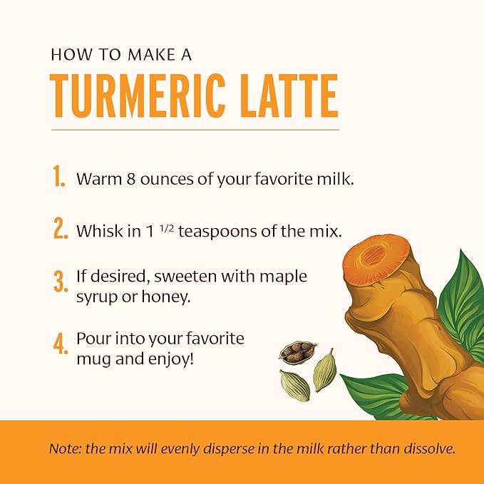 Banyan Botanicals Turmeric Milk – Organic Turmeric Latte Mix with Ashwagandha & Cardamom – Instant Caffeine Free Golden Milk with Maple Sugar – 4.3 oz, 26 servings –Non GMO Sustainably Sourced Vegan - Bloomnest