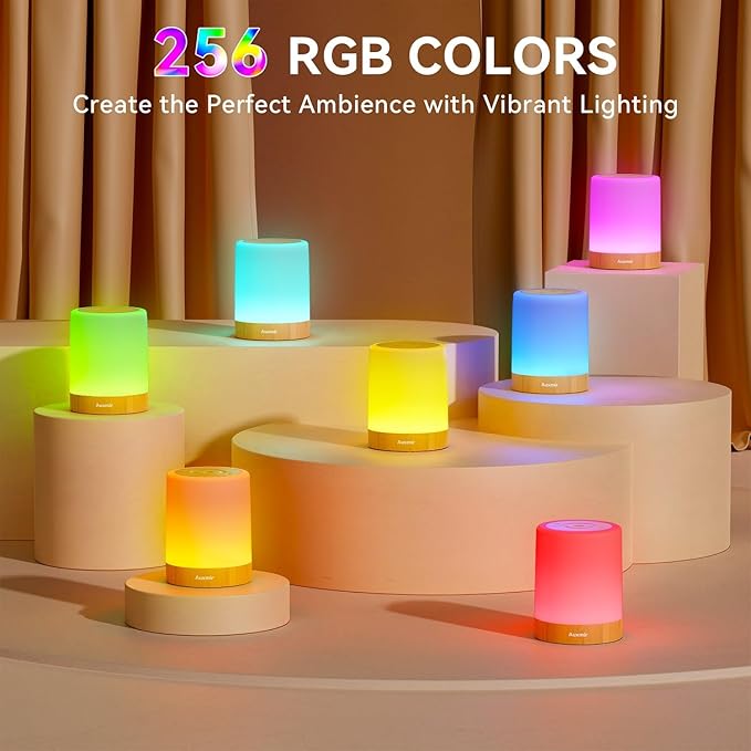Auxmir Night Light for Kids Baby, Dimmable Touch Lamp for Nursery, 11 RGB Colors 5 Brightness, Portable Rechargeable Bedside Table Lamp for Nightstand, Kids Night Light for Bedroom Living Room, Brown - Bloomnest