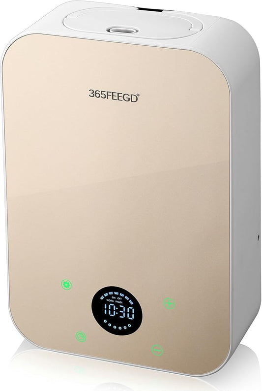 Waterless Essential Oil Diffuser - 150mL Smart Portable Bluetooth Diffuser | Dual-Power (Battery/AC) | Covers up to 1500 Sq Ft Home Aromatherapy - White Gold(AC+Battery) - Bloomnest