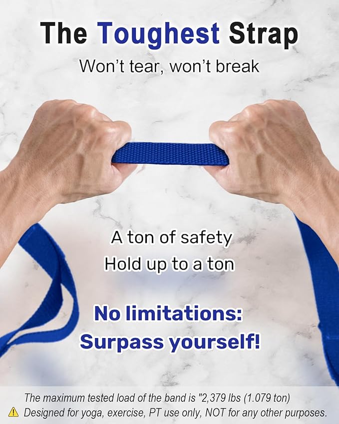 Tumaz Stretching Strap - 10 Loops & Non-Elastic Yoga Strap - The Perfect Home Workout Stretch Strap for Physical Therapy, Yoga, Pilates, Flexibility - [Extra Thick, Durable, Soft] - Bloomnest