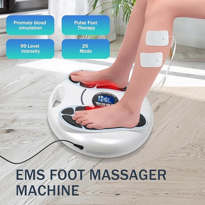 EMS Foot Massager for Neuropathy, Circulation Stimulator - 25 Modes, 99 Intensities, FSA/HSA Approved - Bloomnest