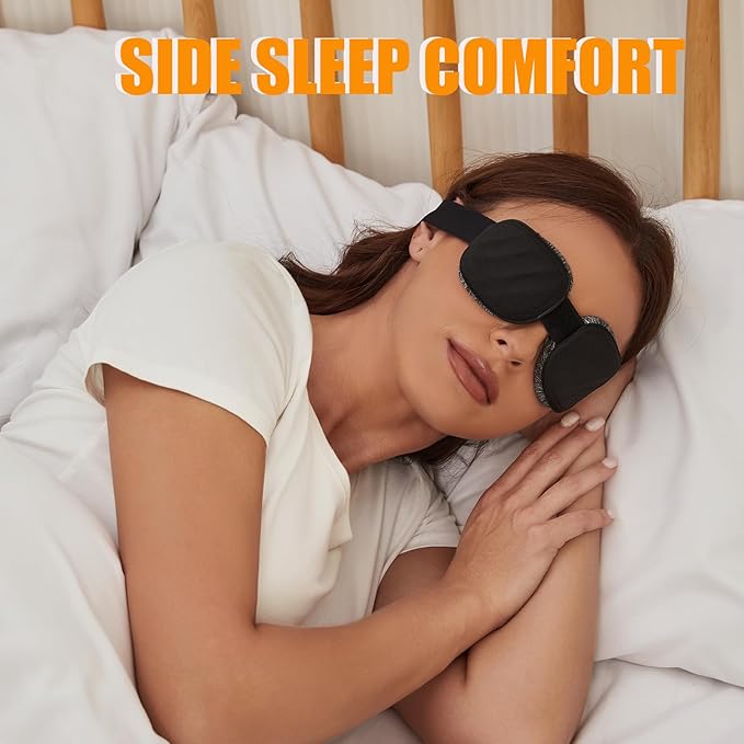 Eye Mask for Sleeping - 100% Blacking Sleep Mask for Men Women, Sleep Mask for Cpap Users with Adjustable Night Blindfold Flight, Travel, Nap, Black - Bloomnest