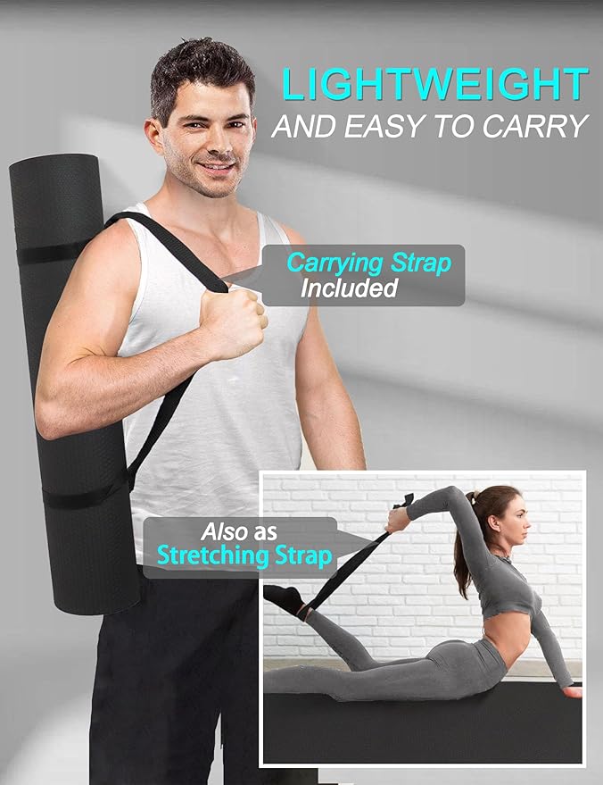 Extra Long & Wide Thick Yoga Mat for Tall Men & Women, 84'' x 32'' x 7mm Oversized Yoga Mat Double-Sided Non Slip, Pro TPE Yoga Mats with Strap - Bloomnest