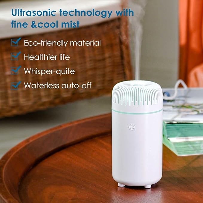 Car Diffuser Humidifier USB Aromatherapy Essential Oil Air Freshener USB Cool Mist Mini Portable Diffuser for Car Home Office Bedroom (White) - Bloomnest