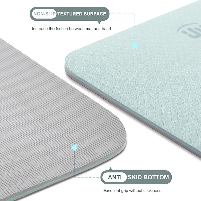 UMINEUX Yoga Mat Extra Thick 1/3'' & 2/5" Non Slip Yoga Mats for Women Eco Friendly TPE Fitness Exercise Mat with Carrying Sling & Storage Bag - Bloomnest