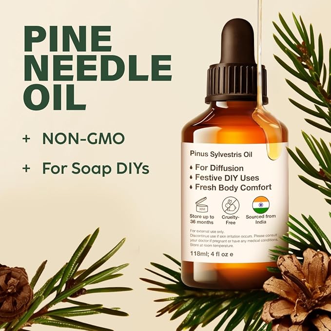 KUKKA Pine Needle Essential Oils - 4 Fl Oz - for Hair, Skin, Diffuser, Aromatherapy & DIY Soap Making Scent - Bloomnest