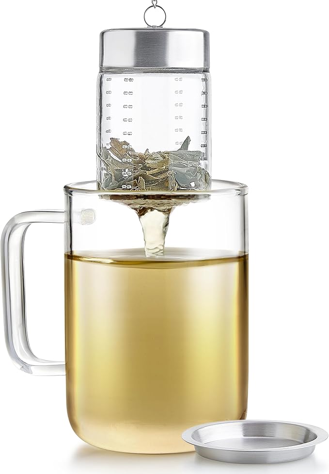 Teabloom Elegant Non-Toxic Loose Tea Glass Infuser – Perfect for Whole-Leaf White, Green, Oolong, Black & Herbal Teas – Lead-Free – Small or Large Size - Bloomnest