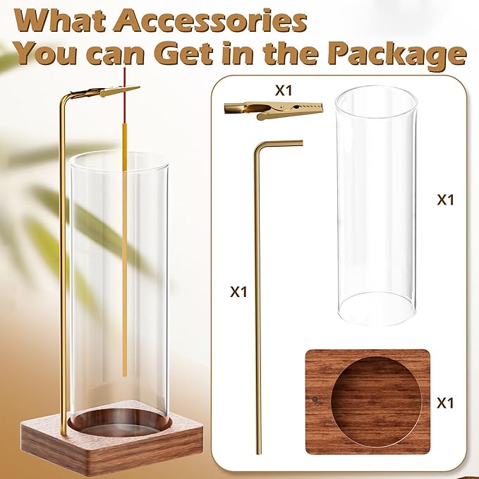 Incense Holder for Sticks, Insence-Stick Holder, Anti-Ash Flying No Mess Incense Burner, Incense Stick Holder with Glass Ash Catcher, for Yoga Spa Meditation Home Decor(1 Pack) - Bloomnest