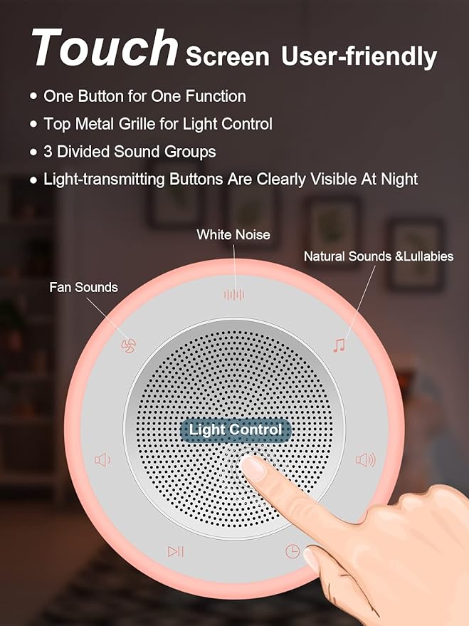 Sound Machine,White Noise Machine for Baby with Night Light, 32 High Fidelity Sounds,Plug in,5 Timers & Memory Feature, Noise Machine for Baby Kids Adults,Home - Bloomnest