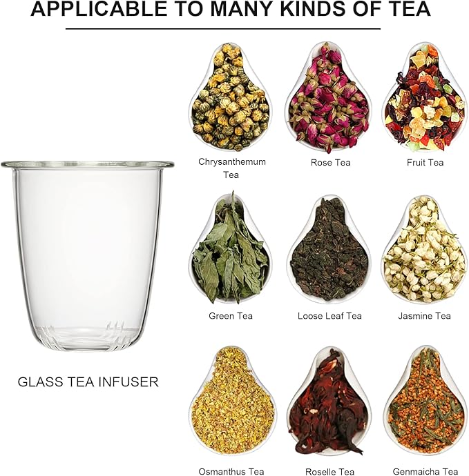 Lezero Glass Tea Cup with Strainer and Lid Gift Kit, Borosilicate Infuser Mugs with Filter for Blooming & Loose Leaf Tea, Heat Resistance, Lead-free, Microwave & Dishwasher Safe, 17oz - Bloomnest