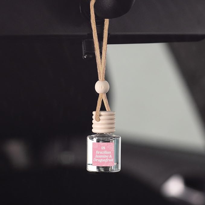 CANDECraftCo Car Air Hanging Fragrance Oil, Car Auto Freshener for Essential Oils, Scents Fragrance Aromatherapy Automobile Diffuser, Long Lasting (Braziian Jasmine & Dragonfruit) - Bloomnest