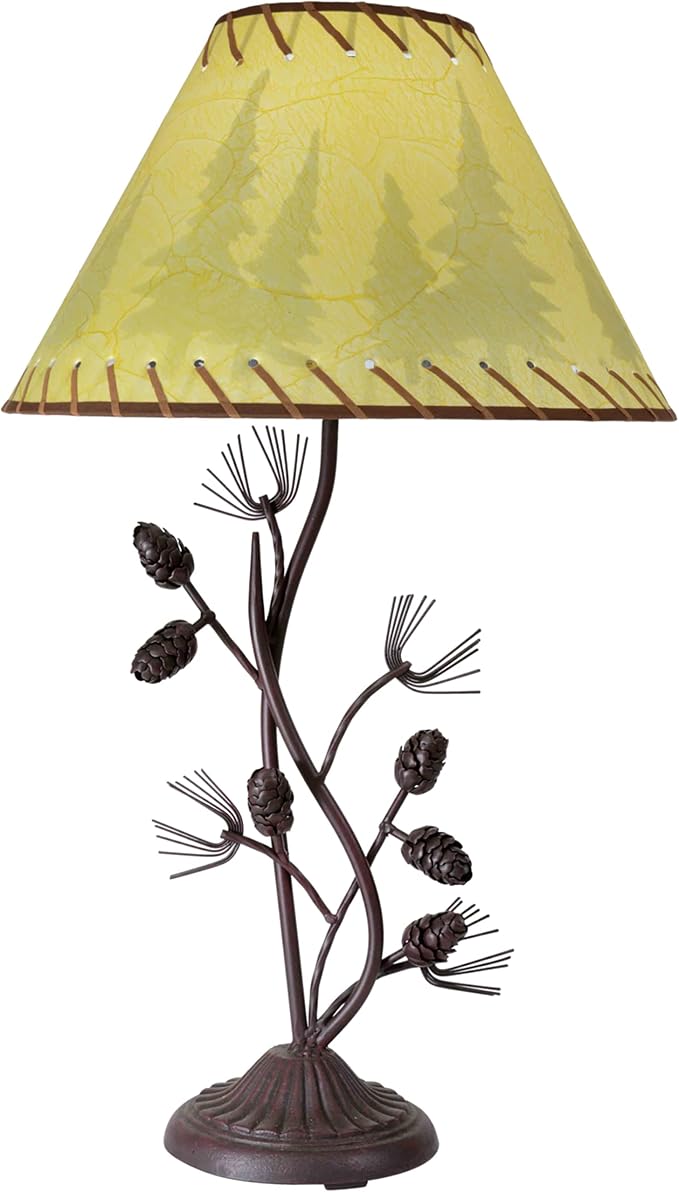 BLACK FOREST DECOR - Metal Pinecone Table Lamp - Farmhouse Lamp for Living Room, Bedroom, Cabin - 26.5" x 8.75" x 6.5" - Bloomnest