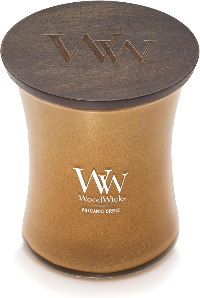 WoodWick Volcanic Orris Holiday Candle Gifts for Women and Men, 9.7 oz Precious Metals Collection with Crackling Wick - Bloomnest