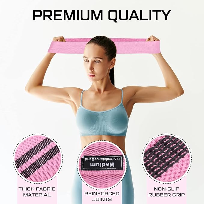 12 Pcs Fabric Resistance Bands for Working Out Booty Workout Stretch Exercise Bands Non Slip for Legs Squat Resistance Loop for Women Men Starter Butt Hip Thigh Fitness - Bloomnest