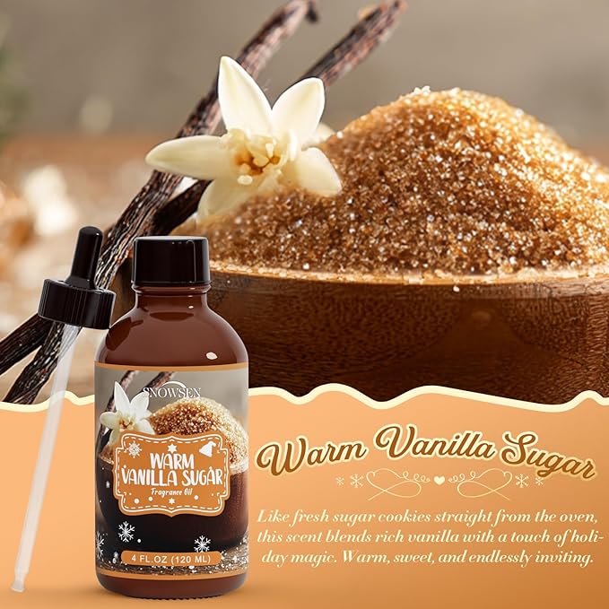 Warm Vanilla Sugar Essential Oil 4 Fl Oz, Undiluted Fragrance Oil with Glass Dropper for Diffuser, Humidifier,Home Care, House Cleaning, Spray, Candle Making,Yoga,Long Lasting Vanilla Scents - Bloomnest