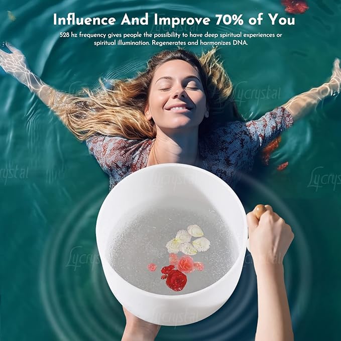 Singing Bowl 528 Hz 8 Inch C note Sound Bowls for Healing,Crystal Singing Bowls Meditation Sound, Root Chakra With O-Ring And Rubber Mallet. - Bloomnest