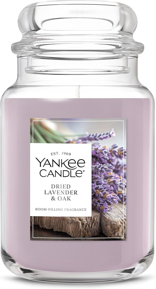 Yankee Candle, Dried Lavender & Oak Fall Scented Candle, 22oz Large Jar with up to 150 Hour Burn Time - Bloomnest