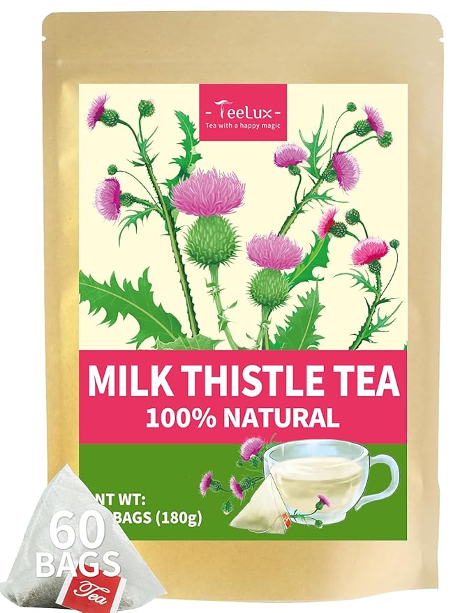 TeeLux Milk Thistle Tea Bags, 3g/bag, Natural Milk Thistle Seed Tea, Mild & Mellow Taste, Caffeine Free, 60 Count - Bloomnest