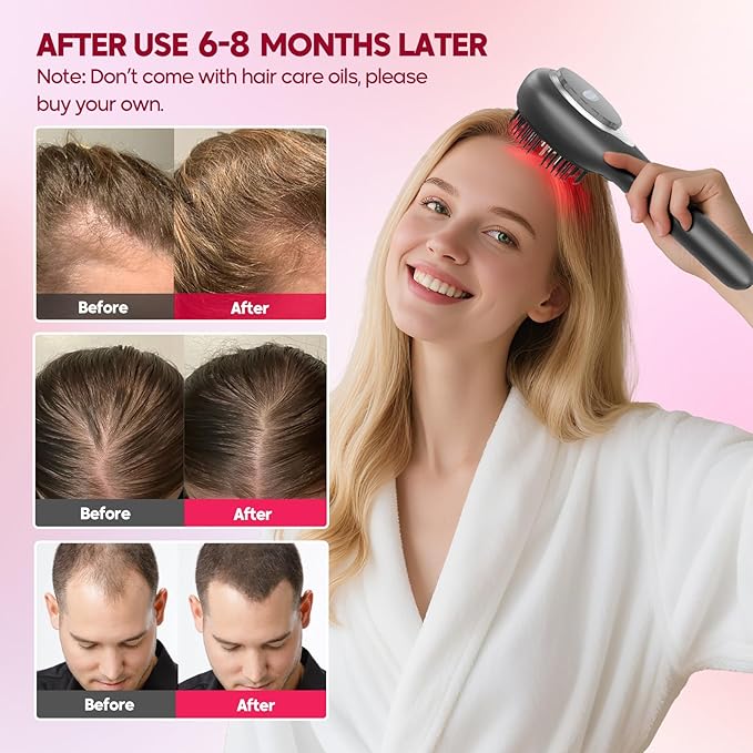 Morfone Upgrade 3 in 1 Electric Scalp Massager Brushes, Hair Oil Applicator, IPX7 Waterproof Scalp Massager Comb, Cordless & Portable Adjustable Modes for Men Women (Gray) Morfone