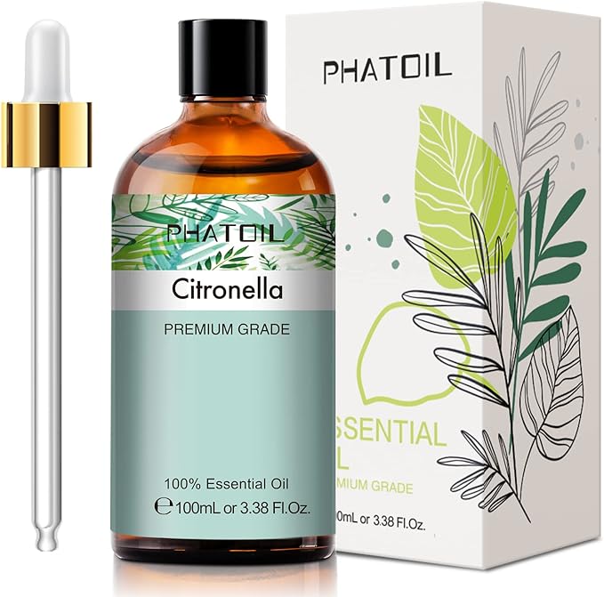 PHATOIL 100ML Citronella Essential Oil, for Aromatherapy Diffusers, Humidifiers, Great for DIY Candle and Soap Making, Gift for Friend PHATOIL