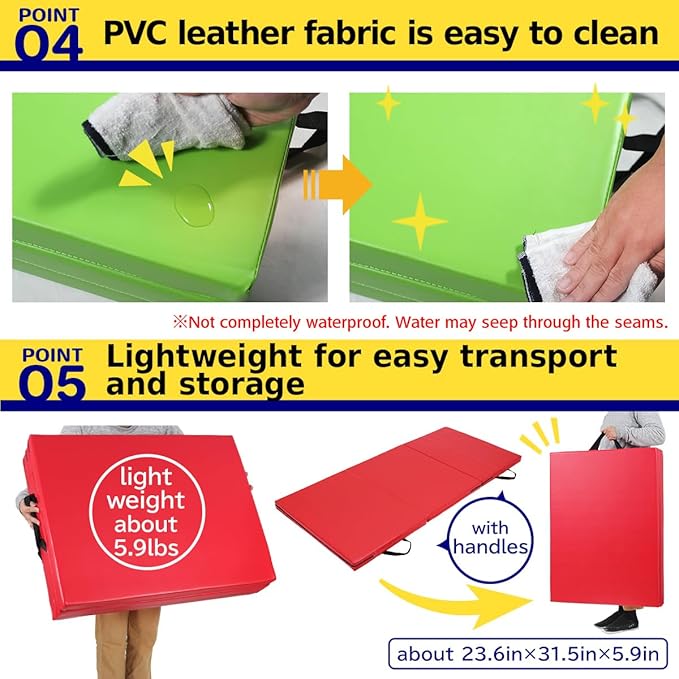 Gymnastics Mat Folding Stretch Mats 71"x31"x2" Exercise Muscle Training Children Play Horizontal Bar Mat Yoga Sports Soundproof Home Use - Bloomnest