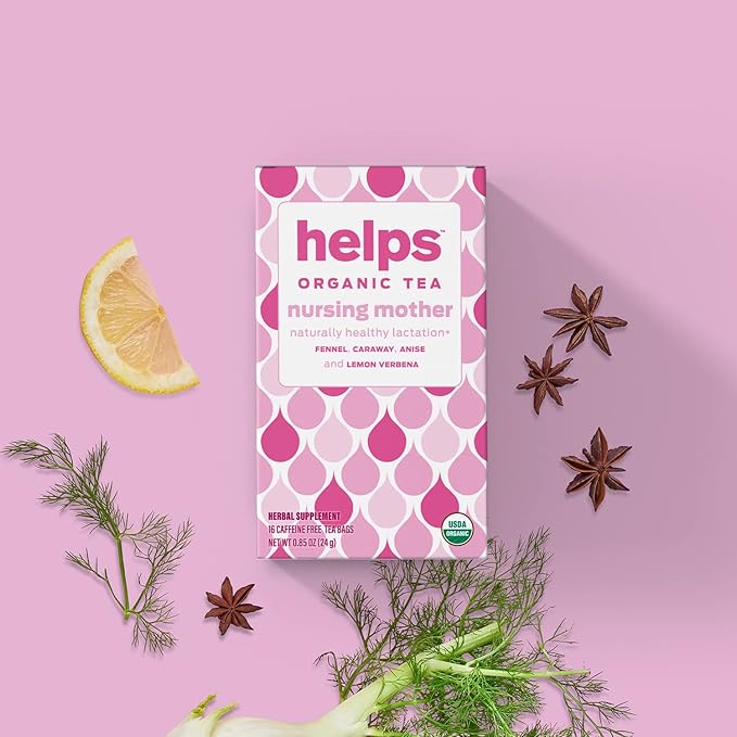 HELPS TEAS | Helps Nursing Mother Tea | Organic herbal blend of fennel, caraway, anise and lemon verbena that will help you during your breastfeeding period | 16 Tea Bags | - Bloomnest