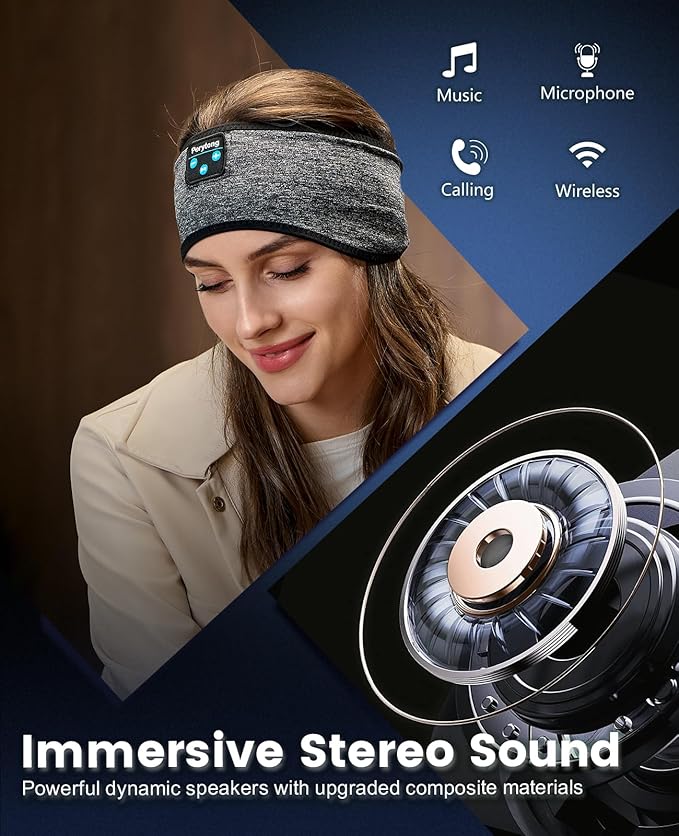 Perytong Headphones Headband for Sleep, Sleep Headphones Soft Sleep Earbuds Bluetooth Headband Over On Ear Headphones,Gifts for Women Man Mothers Fathers Day Birthday Christmas Valentine's Day - Bloomnest
