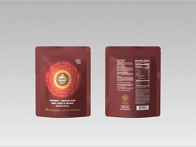 Shakti Chai Herbal Chai Mix – Maca & Superfood Blend | Energizing Spiced Chai Drink with Coconut Sugar, Cacao & Yerba Mate – 16oz - Bloomnest
