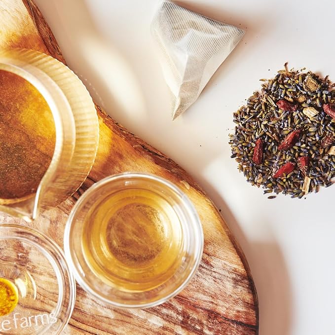 Grace Farms LAVENDER GOJI BERRY Herbal Tea (16 Pyramid Sachets) | Naturally Sweet, Stress Relieving and Caffeine Free | Organic and Kosher Certified | Gives Back 100% of Profits - Bloomnest
