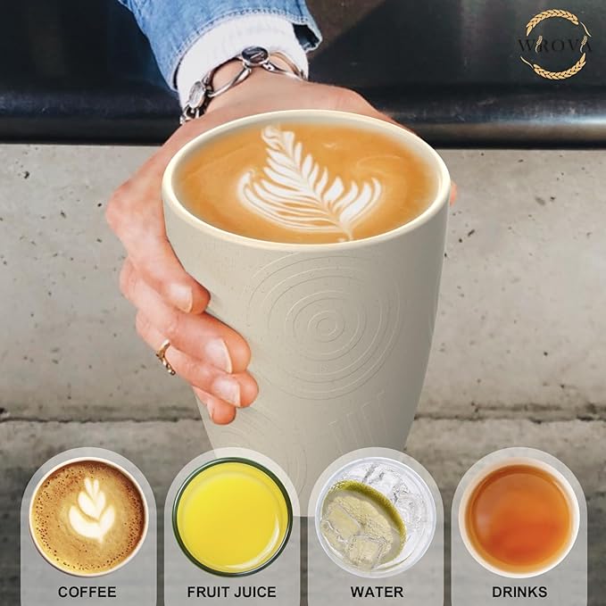 Wheat Straw Cups 8 PCS Good Alternative to Plastic Reusable Cups 12 oz Unbreakable Drinking Cup Reusable Dishwasher Safe Water Plastic Glasses (Beige) - Bloomnest