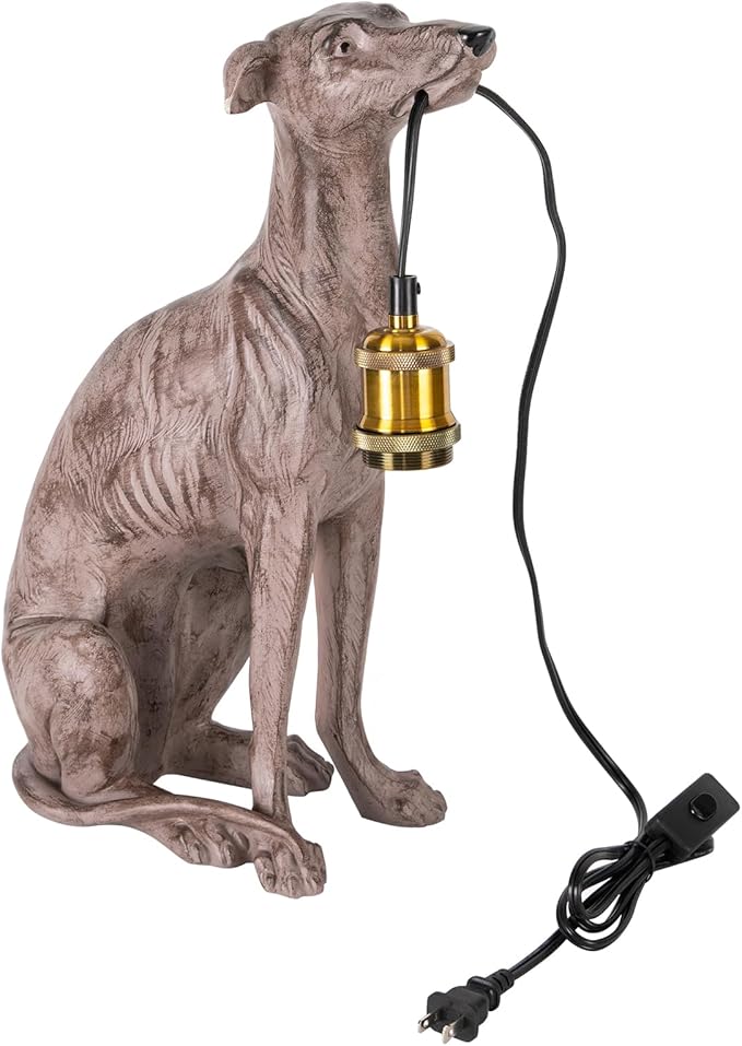 Modern Resin Carved Dog Table Lamp Sitting Dog Floor Lamp Animal Table lamp Creative Desk Lamp for Home Decor,Living Room, Bedroom H17inch Cord 5.9ft - Bloomnest