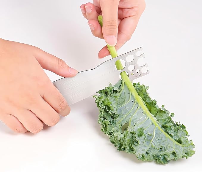 Herb Stripper Stainless Steel Kitchen Herb Leaf Stripping Tool Metal Herb Pealer LooseLeaf Kale Razor for Kale, Chard, Collard Greens, Thyme, Basil, Rosemary - Bloomnest