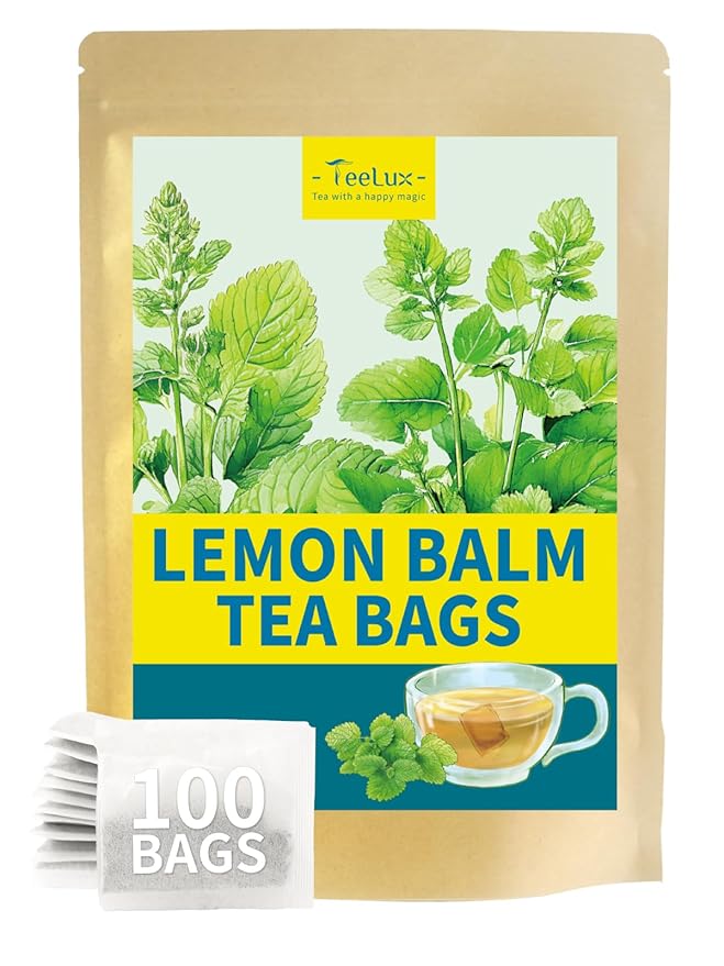 TeeLux Lemon Balm Tea Bags, Pure & Natural Lemon Balm Herbal Tea, Lemony & Citrusy Flavor, Caffeine Free, 100 Count - Bloomnest
