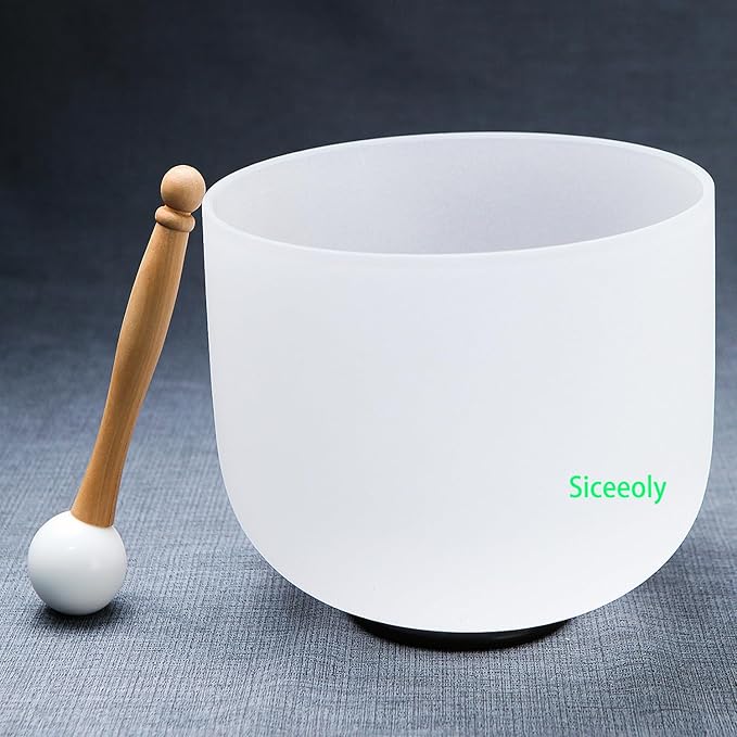 Set of 3 Singing Bowls 8-12 inch 8"B 10"F 12"C Frosted Chakra Quartz White Crystal Sound Healing Crystal with 1 Travel Carry Case Bag 1 Mallet Suede 1 Striker 3 O-rings - Bloomnest