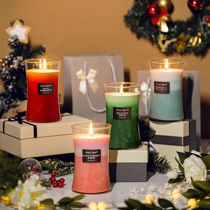 HomeLights 3-Layer Candles for Home Scented, 21.52 OZ Natural Soy Wax Scented Candles Burns Up to 100 Hours, Large Jar, Apple Cinnamon - Bloomnest