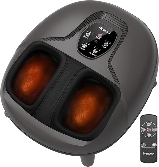 Shiatsu Foot Massager With Heat,Knead,Rolling,Compression, FSA Eligible/HSA Eligible Feet Massager Machine for Plantar Fasciitis Neuropathy, Remote Control,Foot Warmer Gifts for Women Men, Size 14 - Bloomnest