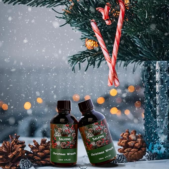 SALKING Christmas Wreath Fragrance Oil, 120ml (4 Fl Oz) Premium Essential Oils for Diffuser, Candle Scents for Candle Making, Soap Making Supplies, Diffuser Oil Scents, Holiday Gifts - Bloomnest