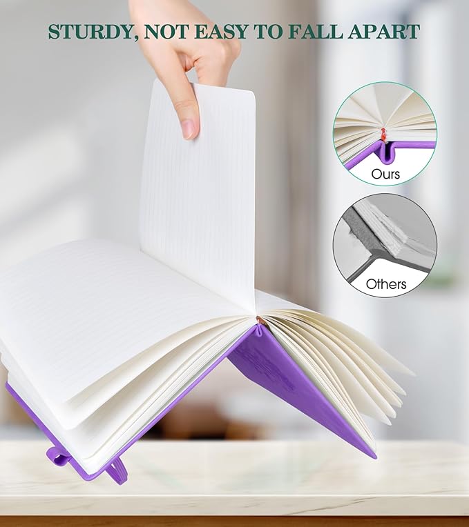 Lined Journal Notebook for Women, A5 200 Pages Hardcover Leather Journals for Writing, Thick Daily Journaling, College Ruled Notebooks for Work School, Note Taking, Business 5.75'' X 8.38'' Purple - Bloomnest