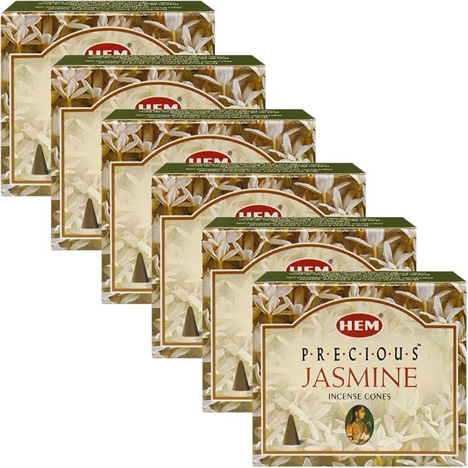 TRUMIRI Incense Cone Holder Bundle with Hem Precious Jasmine Incense Cones - Pack of 6 (Approx 60 Cones) TRUMIRI