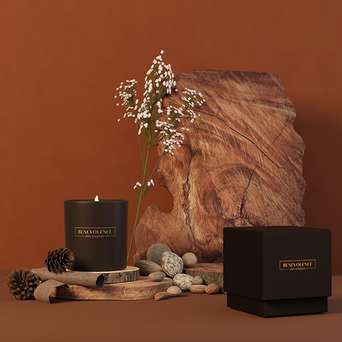 Benevolence LA Pine Scented Candle | Soy Christmas Candles, Black Candle for Home | Holiday Candles Gifts for Women and Men | Home Fragrance | Aromatherapy | Bathroom Freshener | 8oz, 45 Hour Burn - Bloomnest
